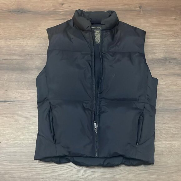 Banana Republic Black/Navy Puffer Vest XS Sleeveless Quilted Zip Up Winter Warm - Picture 5 of 6
